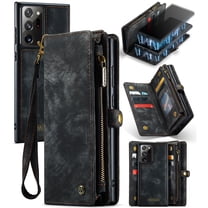 For Samsung Galaxy Note 20 Ultra Wallet Case,Multi-Functional Retro Leather Purse Flip Cover Zipper Wallet Case with Removable Card Slots Pocket & Detachable Wrist Strap Magnetic Phone Case, Black