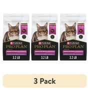 (3 pack) Purina Pro Plan Cat Food Sensitive Skin and Stomach Turkey and Oatmeal Dry Formula, 3.2 lb Bag