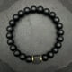 thumbnail image 1 of Pulsera de cristal esmerilado negro esmaltado, piedra volcánica, pulsera para hombre, 1 of 6