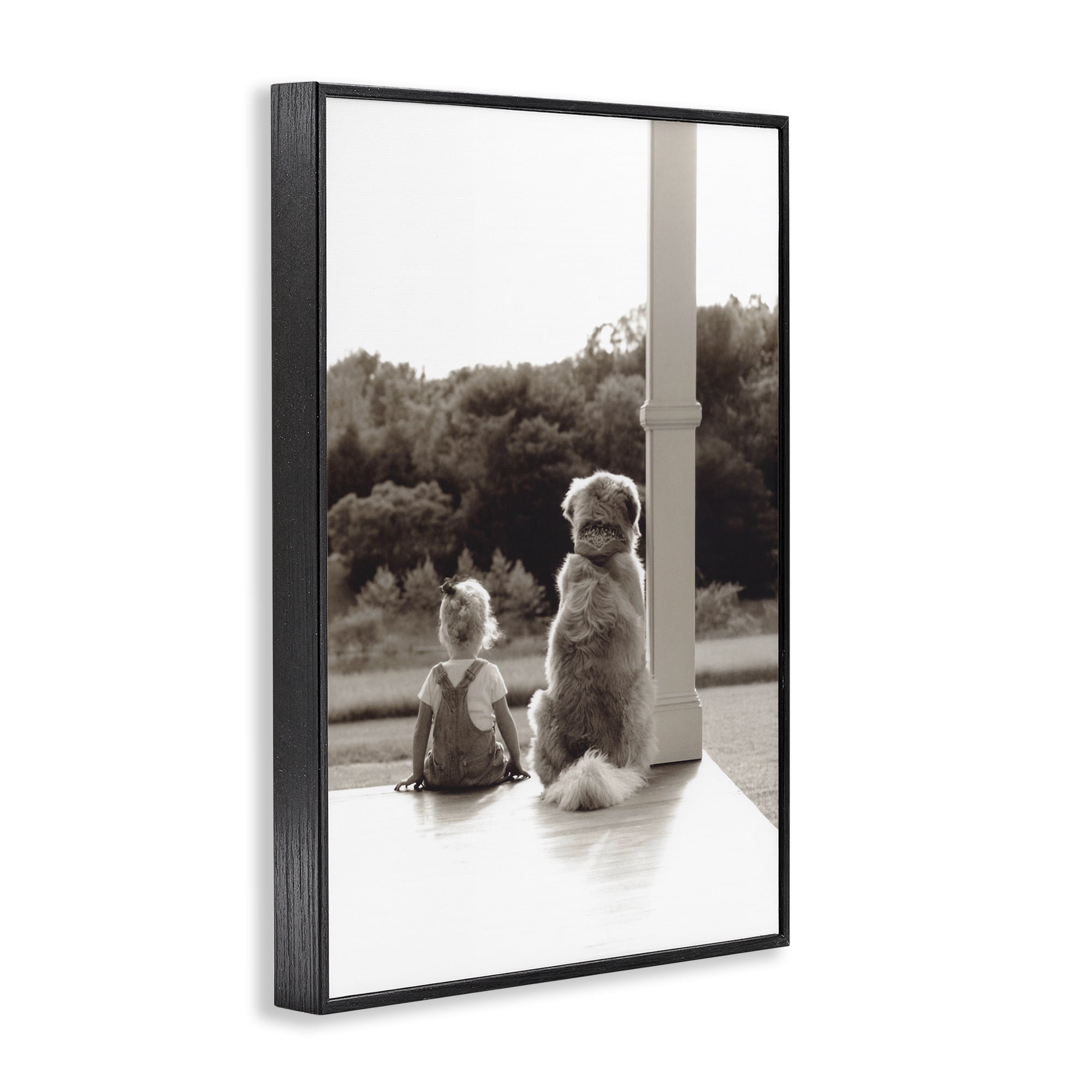 Stupell Industries Child And Dog Friendship Black Framed Giclee Art, design by Kendra Dew