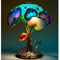 thumbnail image 1 of Creative Stained Glass Plant Series Table Lamp Flower Mushroom Snail Octopus Shaped Resin Retro Decor Night Light, 1 of 10