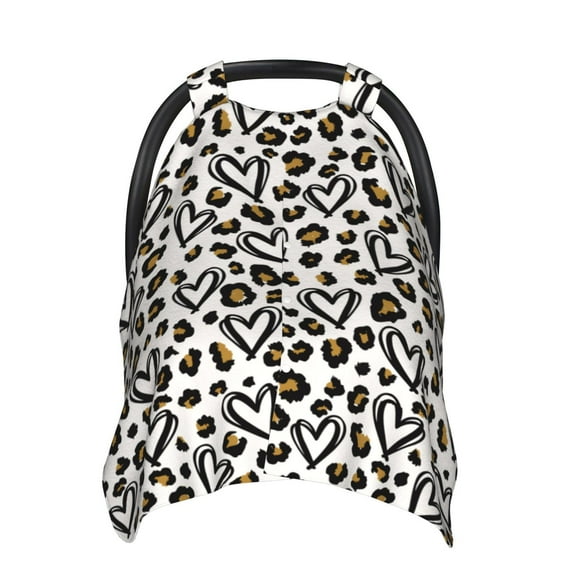 Car Seat Cover Baby - Heart leopard print Breathable Infant Car Seat Cover for Baby Carseat, Lightweight Comfort Baby Essentials Must Haves Newborn Stuff for Girl Boy