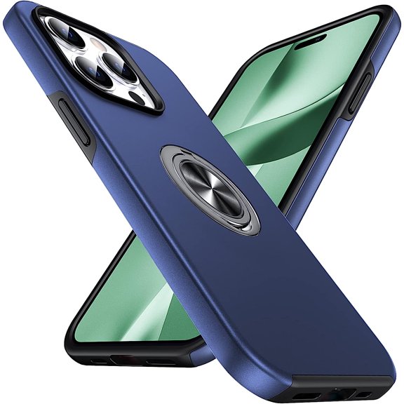 Hidden Series iPhone 14 Pro Case 5G, [Heat Dissipation] [No Fall-Off Kickstand] 360° Metal Ring, 15Ft Drop Protection Military Grade Shockproof Phone Case for iPhone 14 Pro, Blue