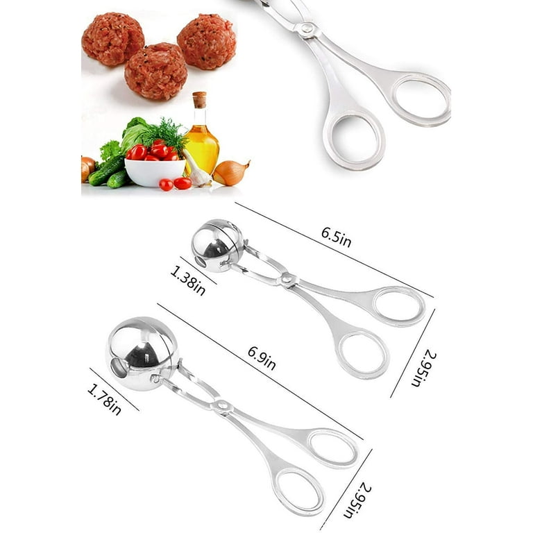 Meatball Scoop Ball Maker, 2PC Stainless Steel Meat Baller Tongs, Cake Pop  Maker Melon Baller Cookie Scoop Cake Rice Dough Ice Tongs, Ball Size  1.38&1.78 