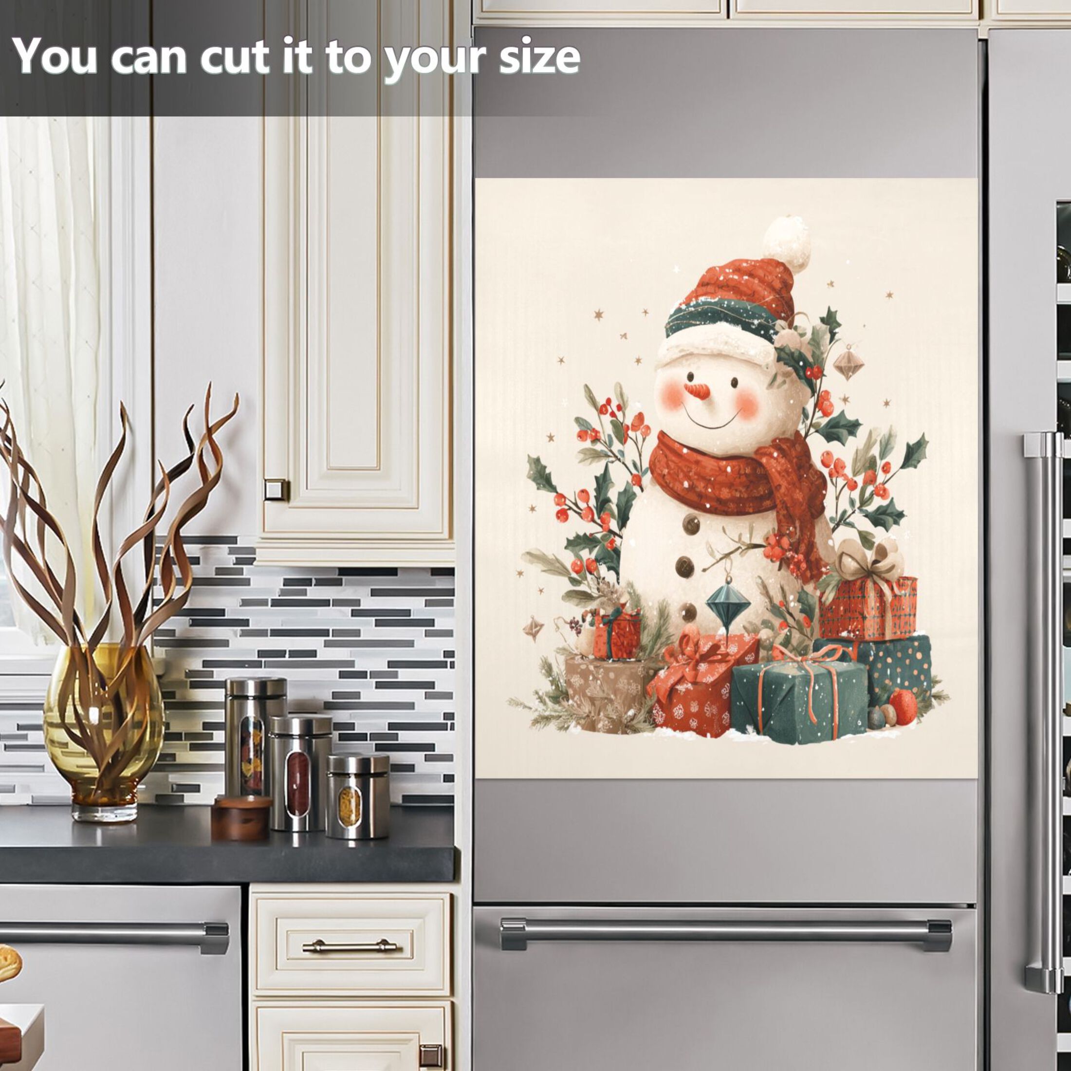 Dishwasher Sticker Magnetic Dishwasher Sticker Magnetic Decorative Sticker Refrigerator Sticker Dishwasher Decorative Stickers Warm Christmas Snow Man