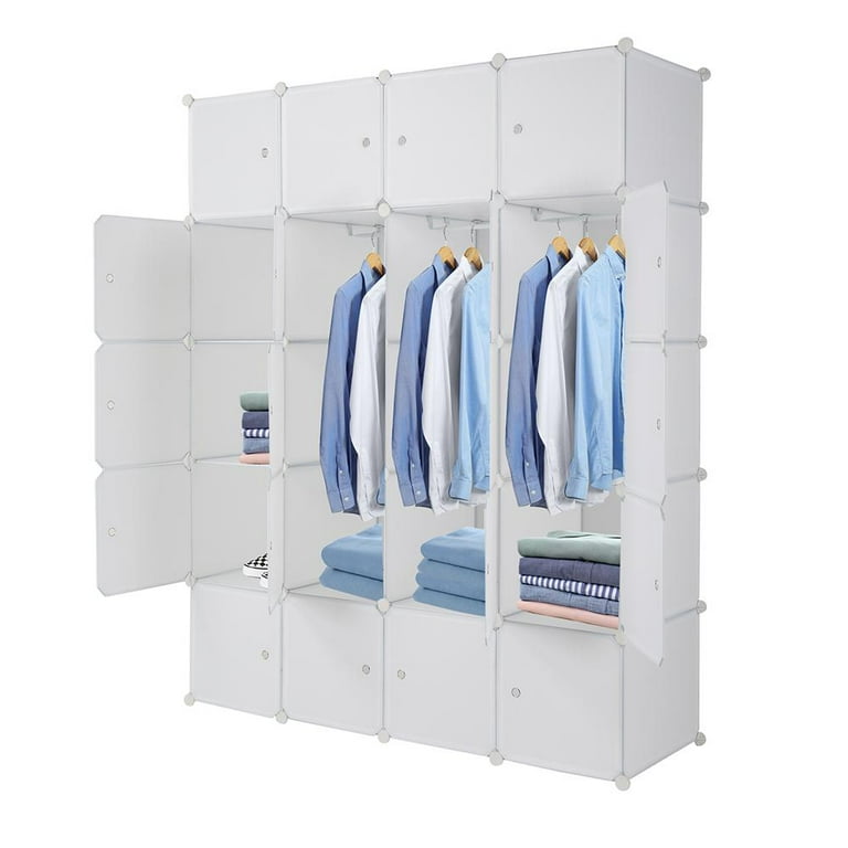 Ktaxon 16-Cube Organizer Stackable Plastic Storage Wardrobe Portable  Closet, White