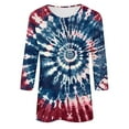 thumbnail image 5 of SOOMLON Womens 3/4 Length Sleeve Blouses Plus Size Tunic Cotton Tops Casual Round Neck Shirts Funny Tie Dye Print T Shirts 2025 Trendy Spring Summer Ladies Tops Loose Fit Y2k Basic Outfits Pullover S, 5 of 5