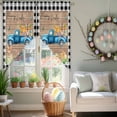 thumbnail image 3 of Happy Easter Swag Valance Curtains Watercolor Blue Truck Yellow Egg Bunny Brown Wood Grain Black Plaid Rod Pocket Swag Curtains Small Window Treatments for Kitchen Bedroom 28" W x 36" L, 2 Panels, 3 of 9