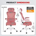 thumbnail image 3 of BestOffice Computer Office Chair High Back Ergonomic Swivel Task, Lumbar Support Adjustable Headrest Flip-up Armrests for Home Office, Pink, 3 of 7