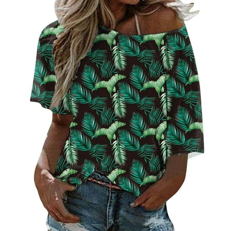 

Women Boho Loose Top Summer Blouse T Shirt One Plus Size Floral Printed Shoulder Women s Blouse under Scrub Women Long Sleeve Shirts Womens Tops Tee Shirts