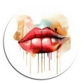 thumbnail image 2 of DESIGN ART Designart "Red Lips Of Luxury II" Fashion Metal Round Wall Art 16x16 - Disc of 16 Inch, 2 of 5
