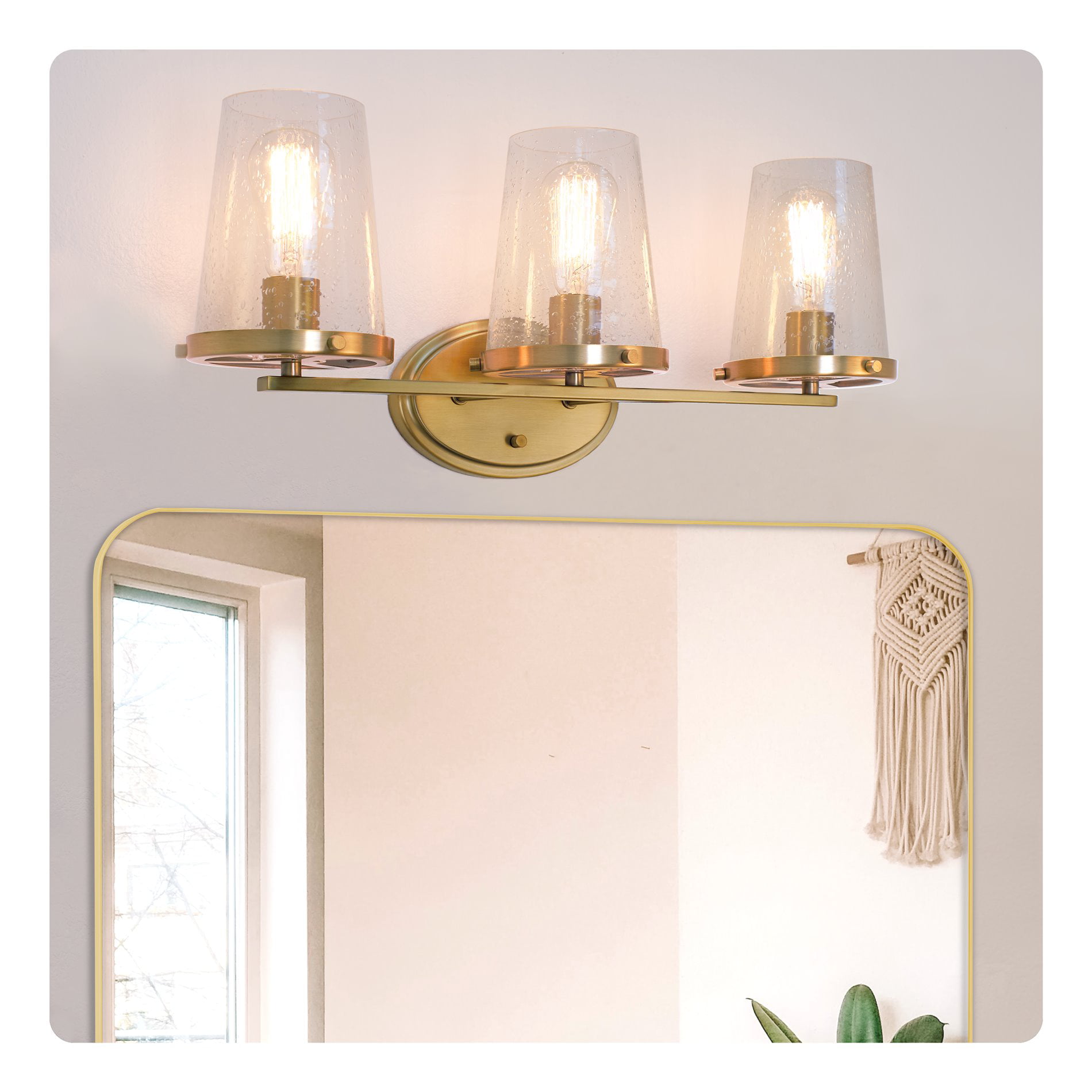 Details about  / 3-Light Wall Sconce Modern Bathroom Vanity Light Fixtures w// Clear Glass Shade