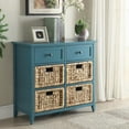 thumbnail image 5 of Teal Console Table with 6 Drawers & Basket-Front Design | Sturdy Wood Frame, 5 of 5