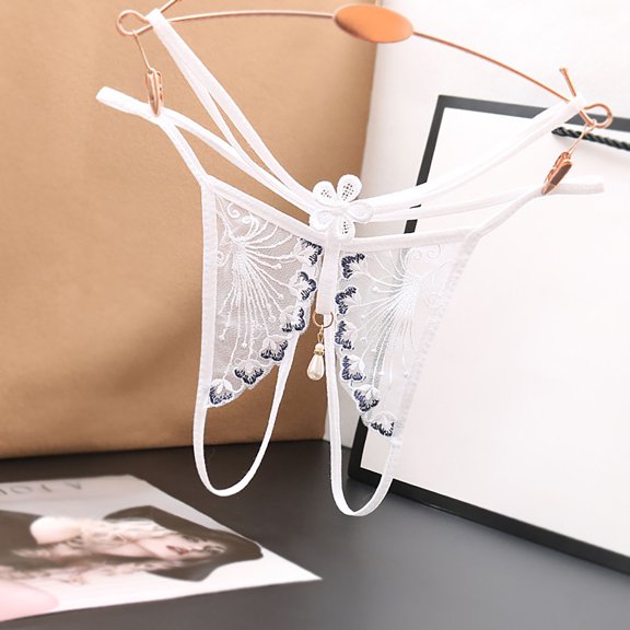 HUPOM Women'S Underwear Funny Underwear For Women Medium waist Elastic Waist Solid Thong White One Size