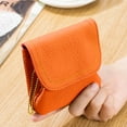 thumbnail image 4 of Small Leather Wallet for Women Pebbled Minimalist Purse for Men with Credit Card Holder and Coin Pocket Soft Genuine Leather, Orange, 4 of 5