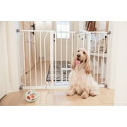 Carlson Extra Wide White Walk-Thru Pet Gate, 30" H x 29"-51" W, with Lift Handle and Small Pet Door