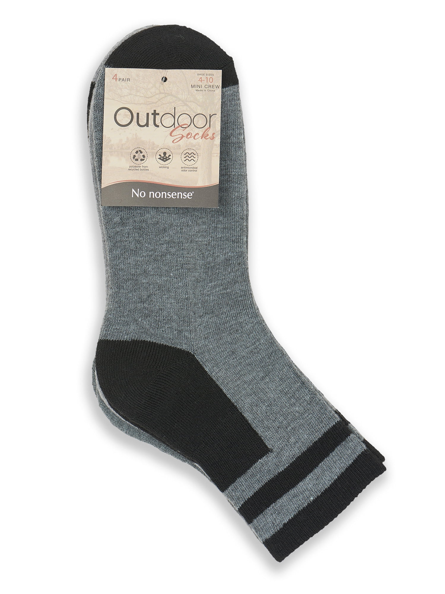 No Nonsense Outdoor Women's Colorblock Mini Crew Sock, 4 Pack