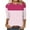 Hot Pink, variant on Plebaso 3/4 Length Sleeve Womens Tops Casual Crew Neck Color Block Stripe Graphic T Shirt for Women