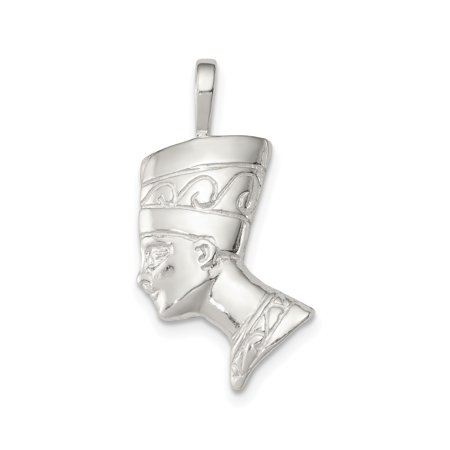 Sterling Silver Nefertiti Pendant Necklace with Egyptian Queen Profile Symbolizing Power and Beauty, African Heritage Jewelry for Women or Unisex Wearers