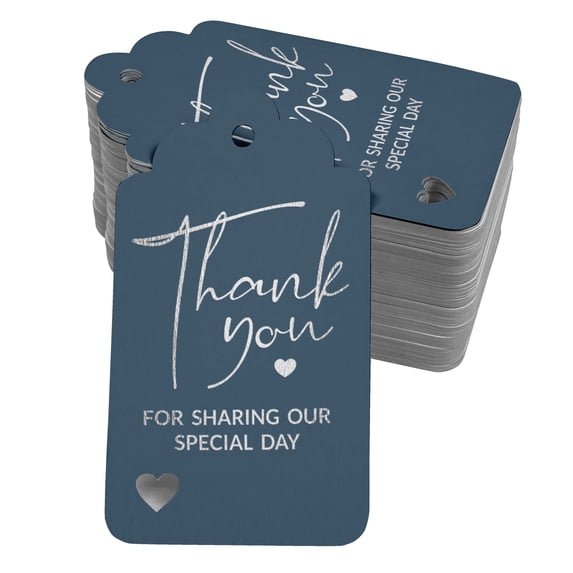 Inkdotpot Real Silver Foil ThankYou For Sharing Our Special Day Bridal Shower-Baby Shower-Retirement-Wedding-Birthday Tags Favor Hang Paper Tags 50 Pack