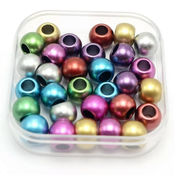 U8MO 100 Shiny Mixed Metallic Colour Round Pony Beads 10X8mm for Kids Craft Kandi