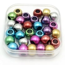 U8MO 100 Shiny Mixed Metallic Colour Round Pony Beads 10X8mm for Kids Craft Kandi