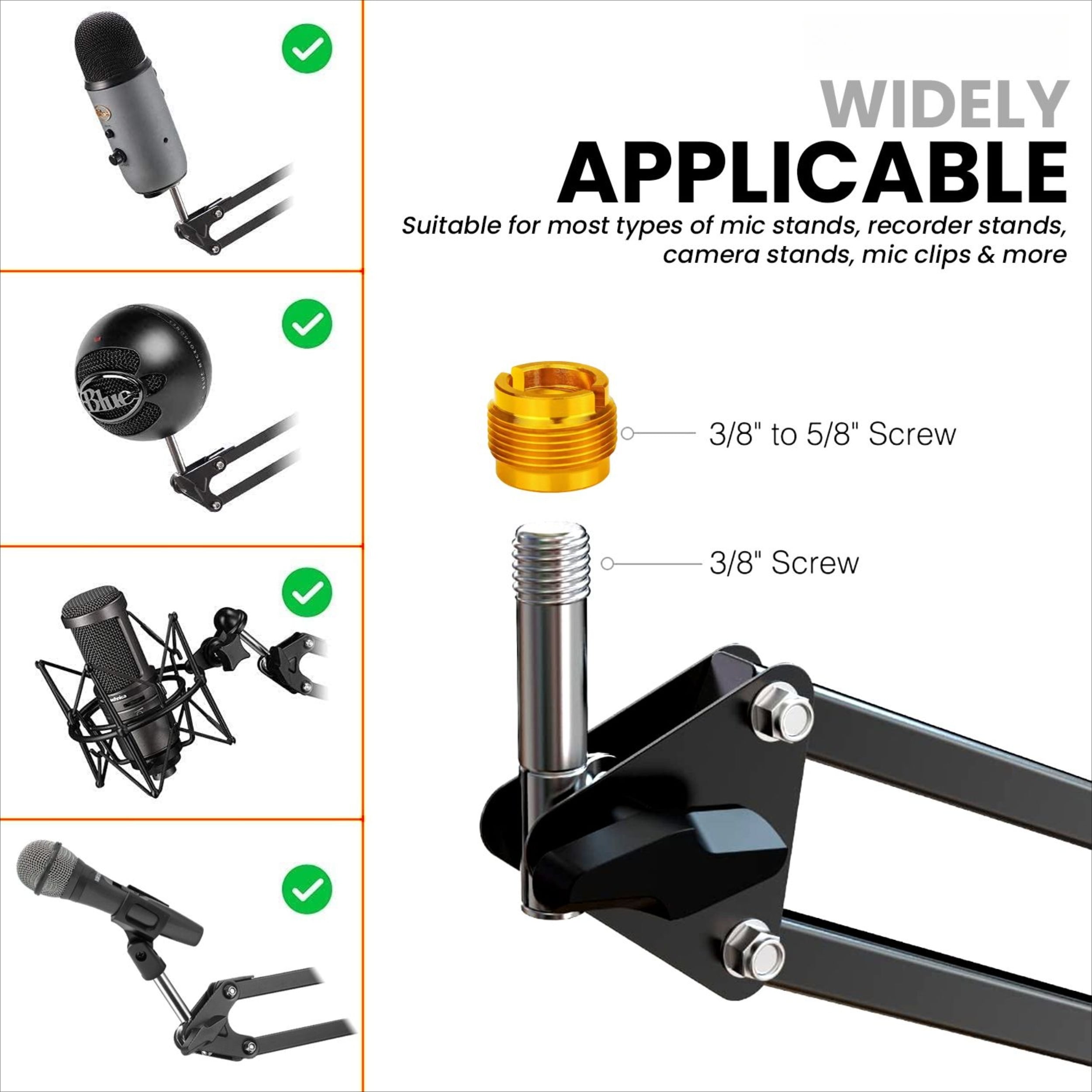Upgraded Adjustable Cantilever Microphone Stand, with A Shockproof Cover, 3/8-inch To 5/8-inch Adapter, Shockproof Base and Cable Ties, A Total of 16 Stand Sets, Suitable for Broadcasting Studios.