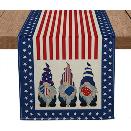 Strip and Star American Flag Gnomes Ice Pops Table Runner, 4th of July ...