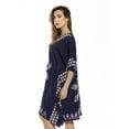 thumbnail image 2 of Riviera Sun Short Caftan Dress for Women with Medallion Print (Navy, 2X), 2 of 2