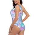 thumbnail image 6 of Balery Watercolor Sea Shells 1 One Shoulder Swimsuits for Women Ruffle Swimsuits Tummy Control One Shoulder Bathing Suits-Medium, 6 of 8