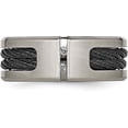 thumbnail image 5 of Chisel Titanium Brushed and Polished Black IP-plated Cable 1/20 Carat Diamond 10.2mm Band - Ring Size 8.0 Natural Diamonds, 5 of 8
