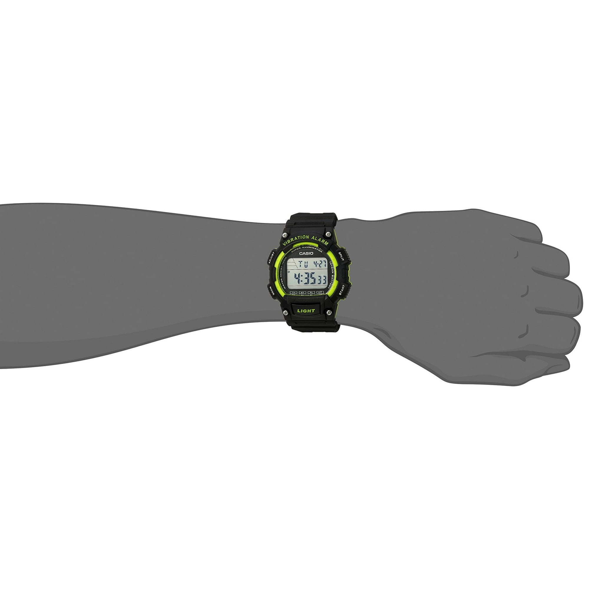 Casio Men s Sport Digital Watch with Vibration Alarm Black Green Walmart