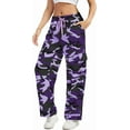 thumbnail image 2 of Camo Pants Women High Waisted Wide Leg Casual Camoflage Cargo Pants Baggy Elastic Waist Straight Jeans Trousers, 2 of 10