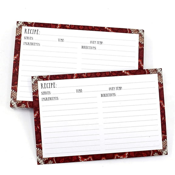 Recipe Cards Lined with Maroon and White Design 4" X 6" on Premium Thick Card Stock Great Gift for Amateurs or Experienced Chefs (Pack of 50)