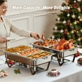 thumbnail image 3 of WARMOUNTS Rectangular Chafing Dishes for Buffet with Upgraded Multi-Size Food Pans (9QT, 2Pack), Large Chafing Dish Set w/Foldable Frame for Parties, Rolled Rim, 3 of 10
