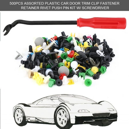Assorted Rivets - Ejoyous 500pcs Assorted Plastic Car Door Trim Clip Fastener Retainer Rivet Push Pin Kit W/ Screwdriver, Moulding Rivet, Car Door Fastener
