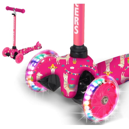 Rugged Racers 3 Wheel Kick Scooter for Boys & Girls with LED Lights Llama