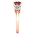 thumbnail image 3 of 3.25ct Round Cut Red Natural Garnet 18k Pink Rose Gold Engraving Statement Bridal Wedding Three-Stone Designer Ring Size 6.5, 3 of 5
