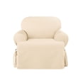 thumbnail image 2 of SureFit Heavyweight Cotton Duck T-Cushion Chair Covers, One-Piece Armchair Slipcover with Seat Elastic, Natural, 2 of 2