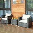 thumbnail image 2 of Patiojoy 3-Piece Patio Wicker Conversation Set Bistro Rattan Sofa Chair with Washable Cushion Mix Gray & White, 2 of 10