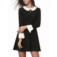 thumbnail image 2 of INSPIRE CHIC Junior's Peter Pan Collar Contrast Button Decor Long Sleeve Flare Dress, 2 of 5
