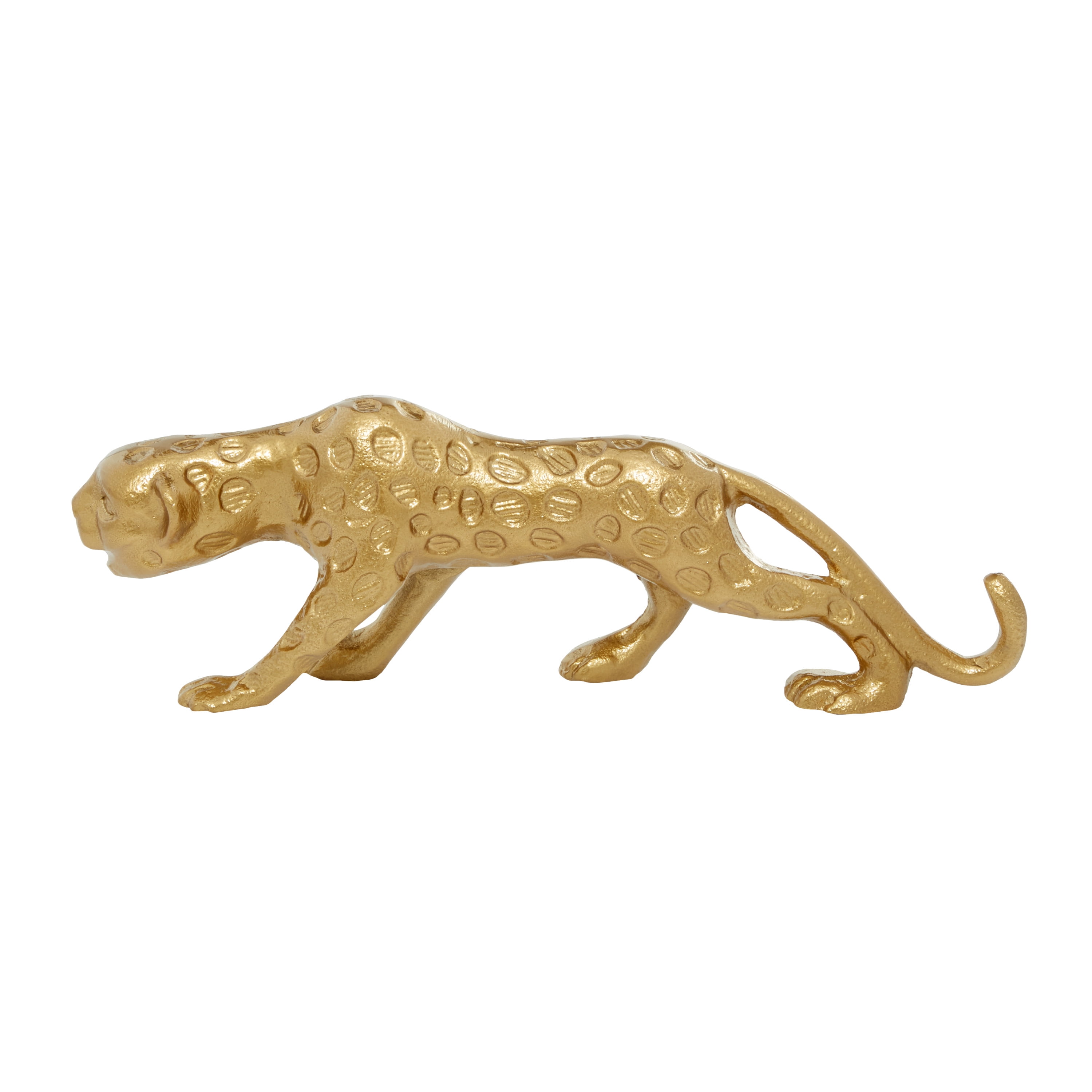 DecMode 3"W, 5"H Aluminum Contemporary Leopard Sculpture, Gold
