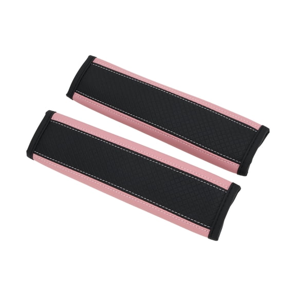Unique Bargains Black Pink Seat Belt Cover Pad Faux Leather 24cm Seatbelt Strap Cushion Shoulder Padding 2 Pcs