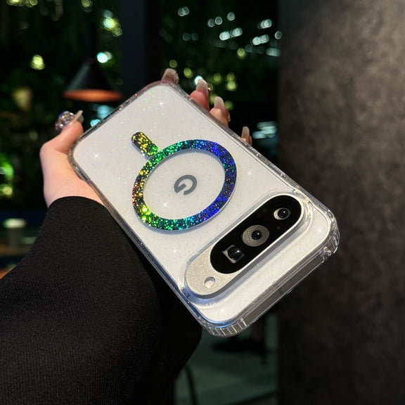 Magnetic Glitter Case For Google Pixel 8 Pro Women Girly,[Compatible with MagSafe] Luxury Shockproof Slim Fit Fashion Cute Shiny Bling Sparkly Phone Cover For Google Pixel 8 Pro, B