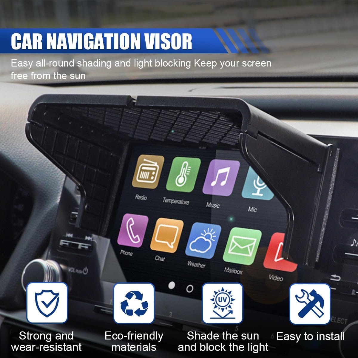 Car GPS Sun Shade, 7-12 inch Navigators Sun Shade Anti-Glare Shield, Car GPS Navigator Visor Display Screen Cover, Universal Vehicle Interior Accessories for Safety Driving