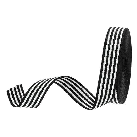 Uxcell 5/8" Black and White Striped Grosgrain Ribbon, 10 Yard Polyester Fabric Stripe Craft Ribbon Double Faced Design for Bow Gift Wrapping DIY Making Christmas Decorations