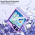 thumbnail image 5 of Compatbile with Z Flip 5 Case with Hinge Protection,Samsung Flip 5 Heavy Duty Shockproof Full Body Protective Plating Phone Case Cover for Galaxy Z Flip 5 5G(2023)-Purple, 5 of 12