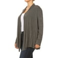 thumbnail image 2 of Women's Casual Plus Size Lightweight Soft Long Sleeves Relaxed Fit Open Front Solid Cardigan Made in USA, 2 of 4