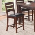 thumbnail image 6 of Antique Walnut Finish Solid Wood Dining Chairs Set of 6 Kitchen Breakfast Framed Back Cushion Seats Counter Height High Chair, 6 of 8