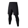 thumbnail image 1 of Pantalones deportivos 2 en 1 para hombre, pantalones para correr, elásticos, de secado rápido, con bolsillos para deportes al aire libre, color negro, XXL, 1 of 14